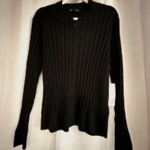 NWT Athleta XL Fairway Sweater, Black Zip-Up
